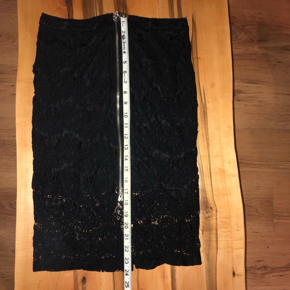 Front Zipper pencil lace look pencil skirt large black - Picture 7 of 10